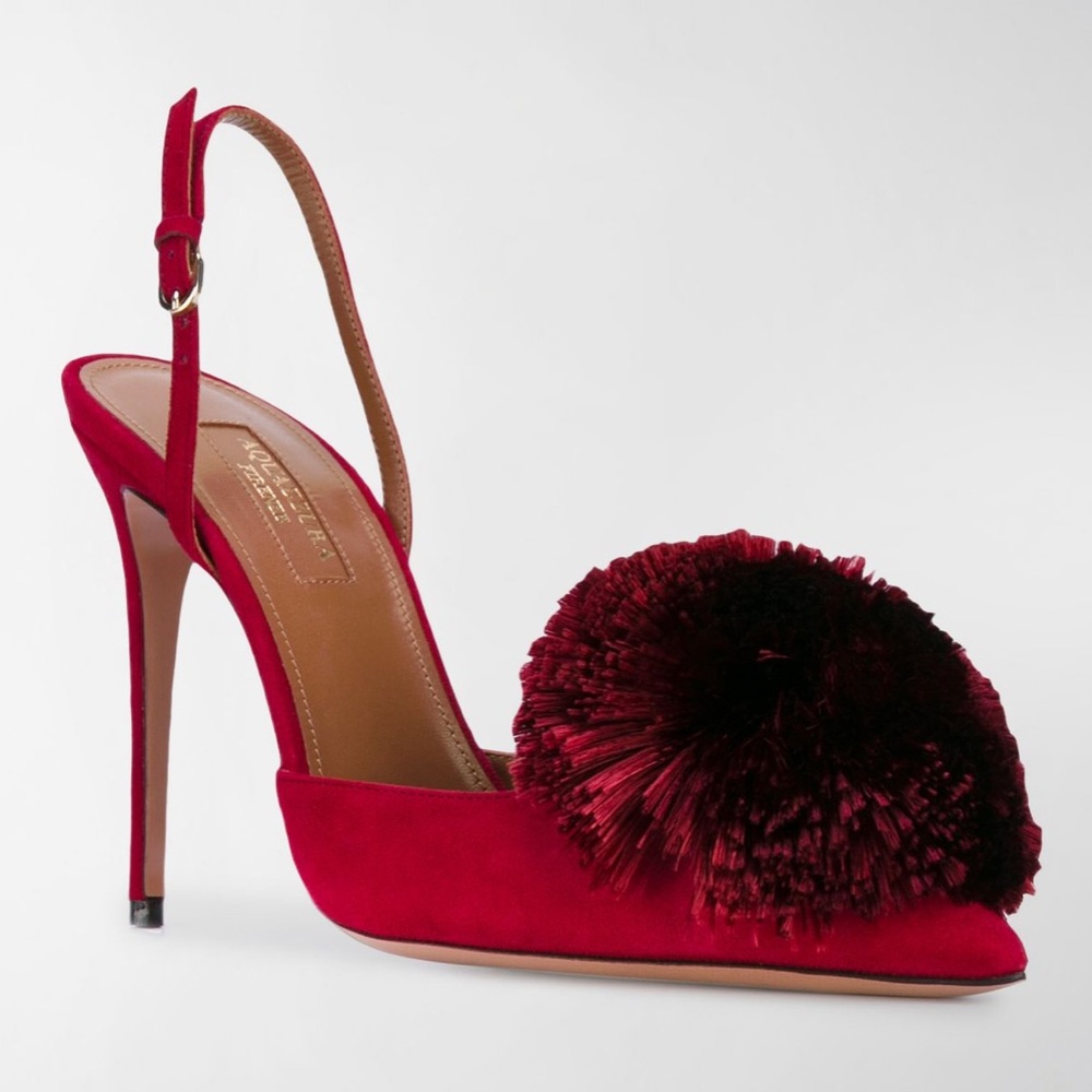 Aquazzura Powder Puff Slingback 105 Sandals - Spice Red Sz. 40.5